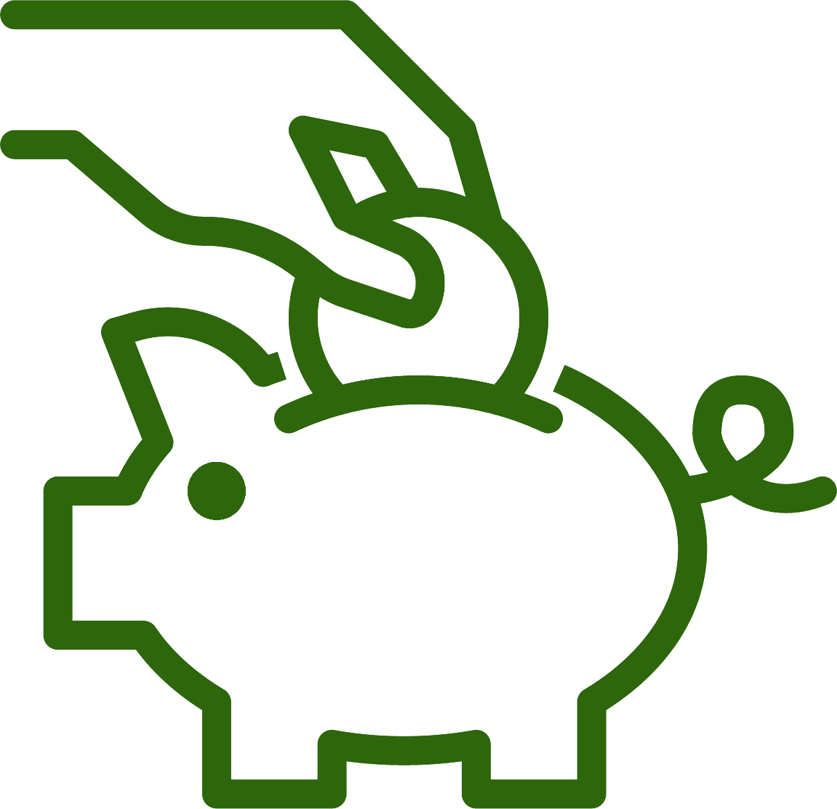 Illustration fra Visma Enterprise af en sparegris der bliver fyldt af indbetaling af feriemidler